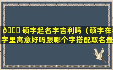 🐒 硕字起名字吉利吗（硕字在名字里寓意好吗跟哪个字搭配取名最 🐠 吉利）